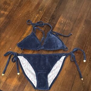 Juicy Couture Navy Blue Velour Bikini Set NEVER WORN